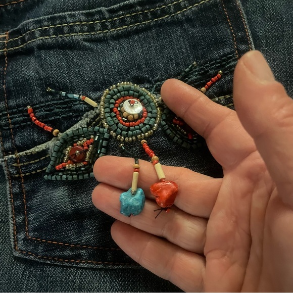 Buffalo David Bitton NWT Boho beaded and stone detailed Denim Skirt - Picture 4 of 11